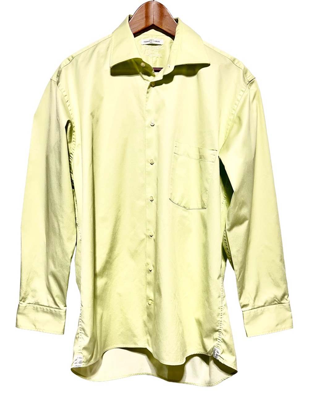 Jack Lipson Pistachio Green Cotton Dress Shirt Made in Canada Neck 16